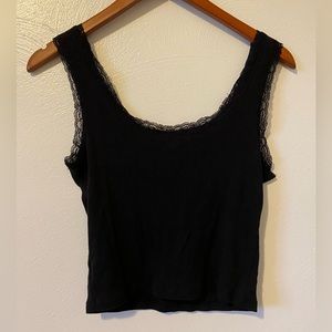 Heart & Hips Lace Lined Crop Tank Top